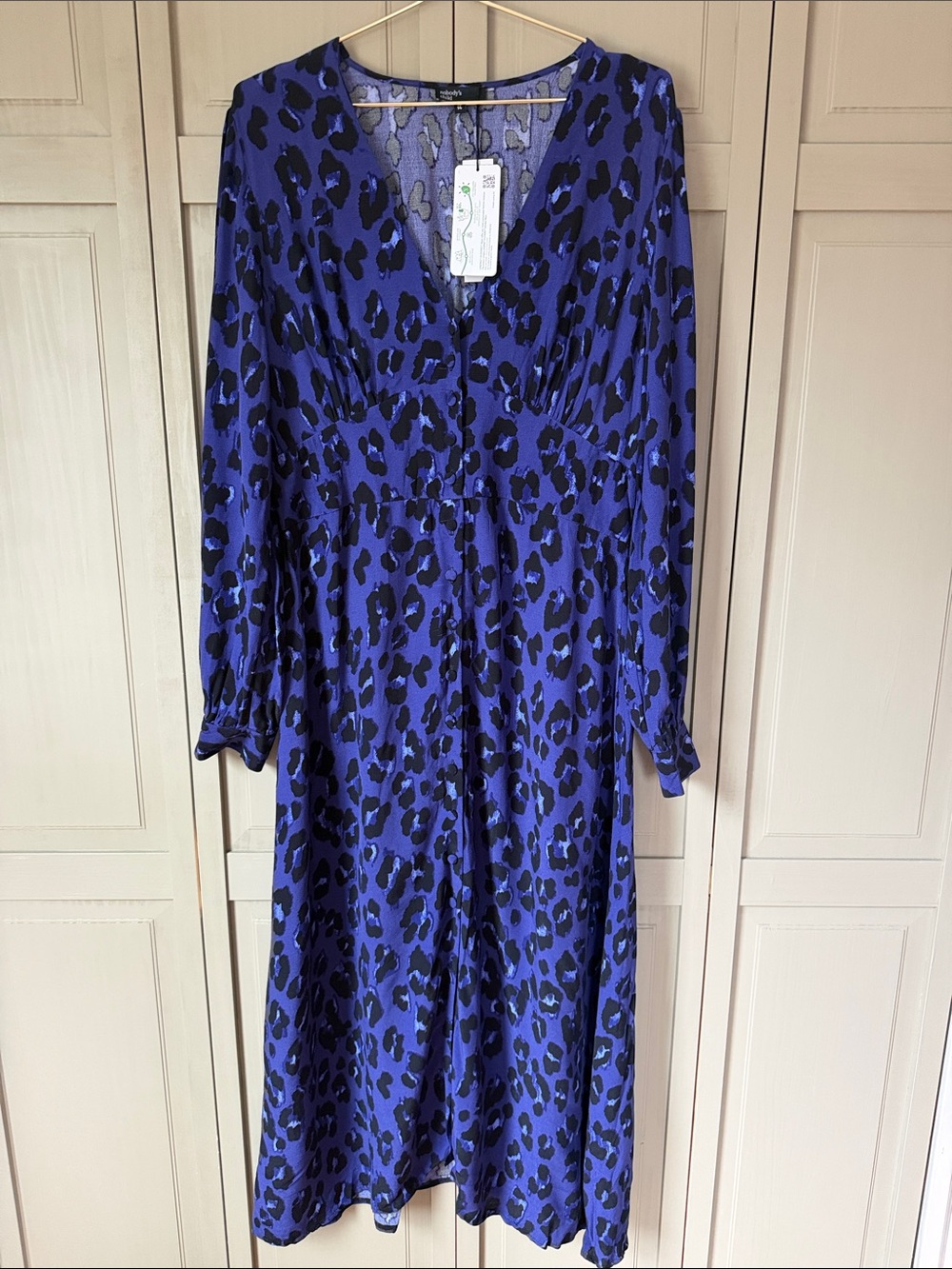 Nobody’s child Blue Leopard Print V-Neck Dress